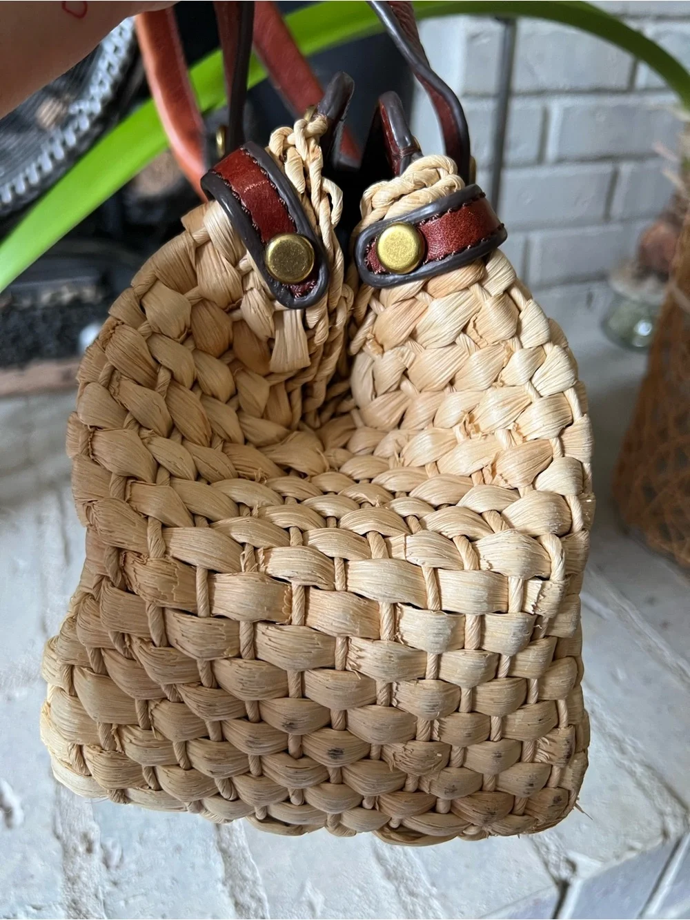 Fossil RARE Vintage Reissue Straw Basketweave Leather Satchel Bag